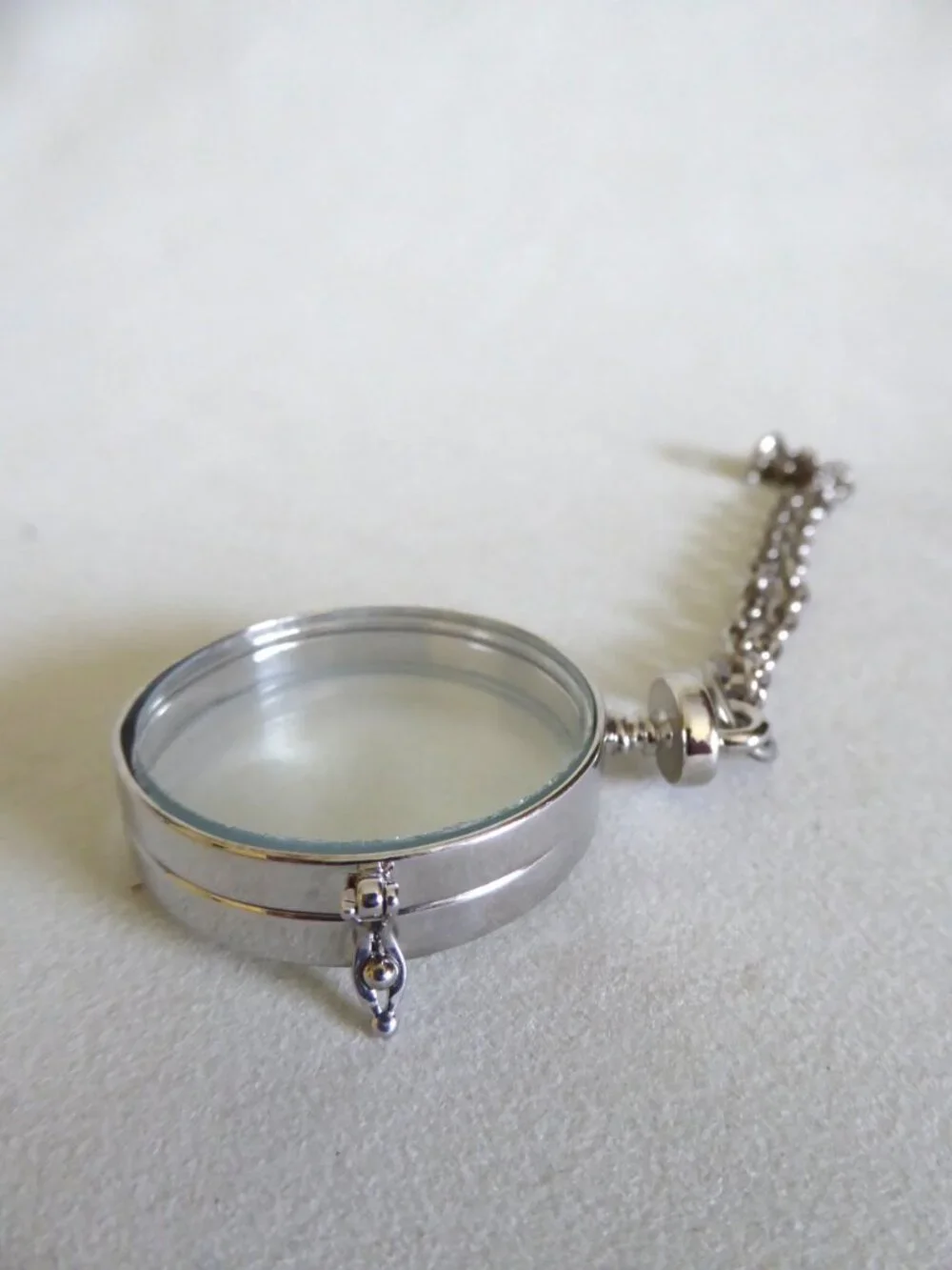 NEW GLASS MEMENTO LOCKET PENDANT SILVER METAL BRACELET JEWELRY KEEPSAKE